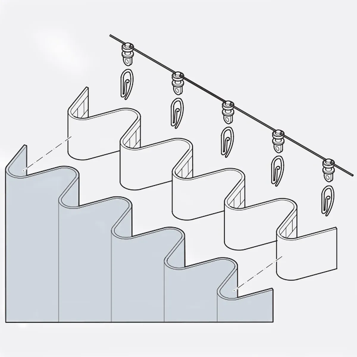 Snail Clips for Ruffle Braid Set of 20 - Chrome Grey, Steel alternate view