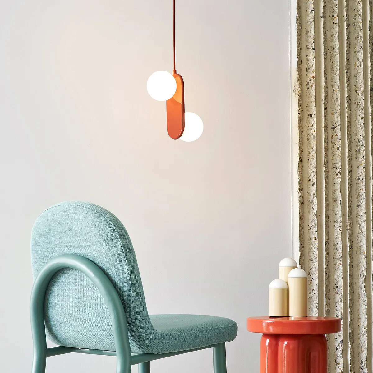 Soleo Double Ceiling Light - Terracotta, Metal & Opaline alternate view