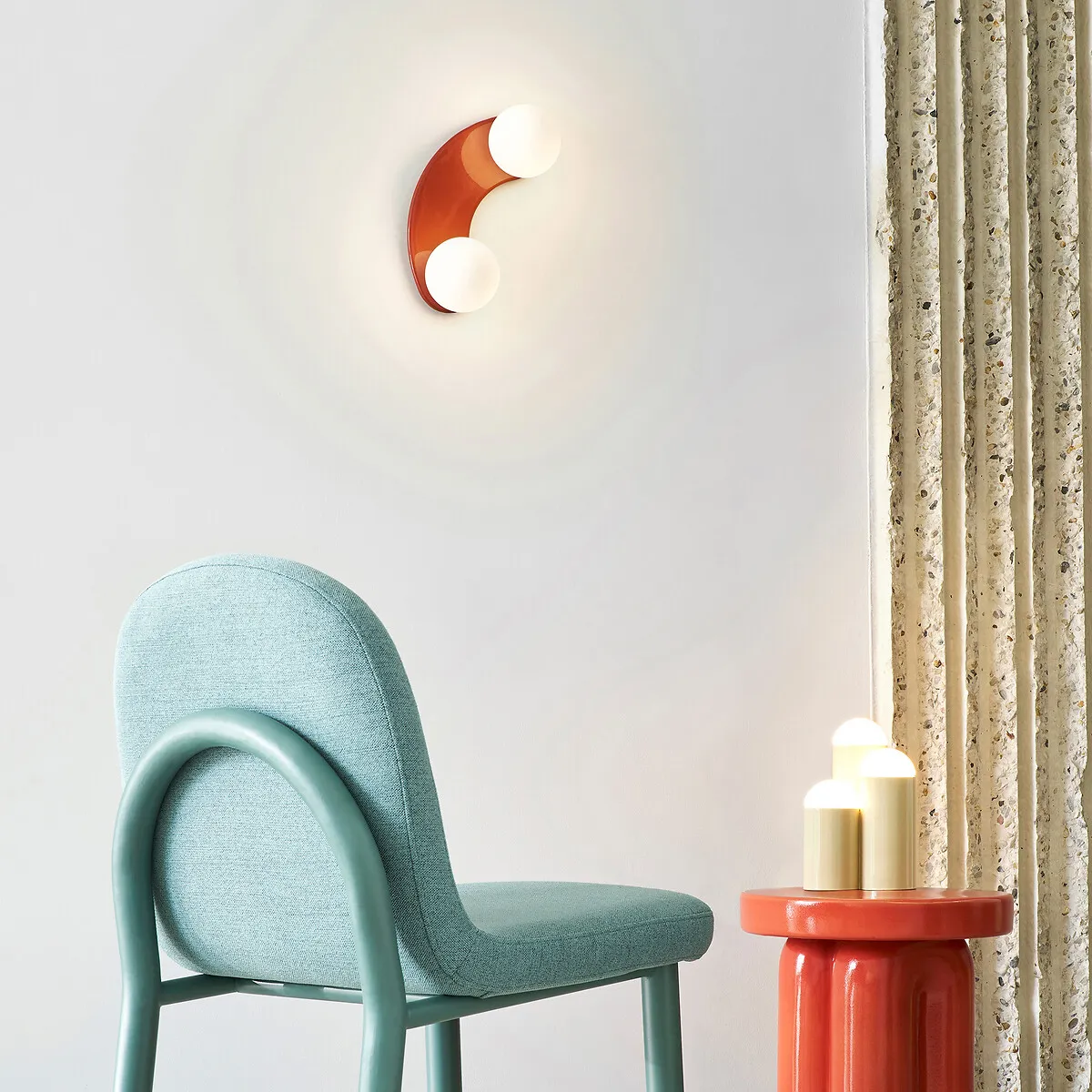 Soleo Double Wall Light - Terracotta, Opaline Glass alternate view