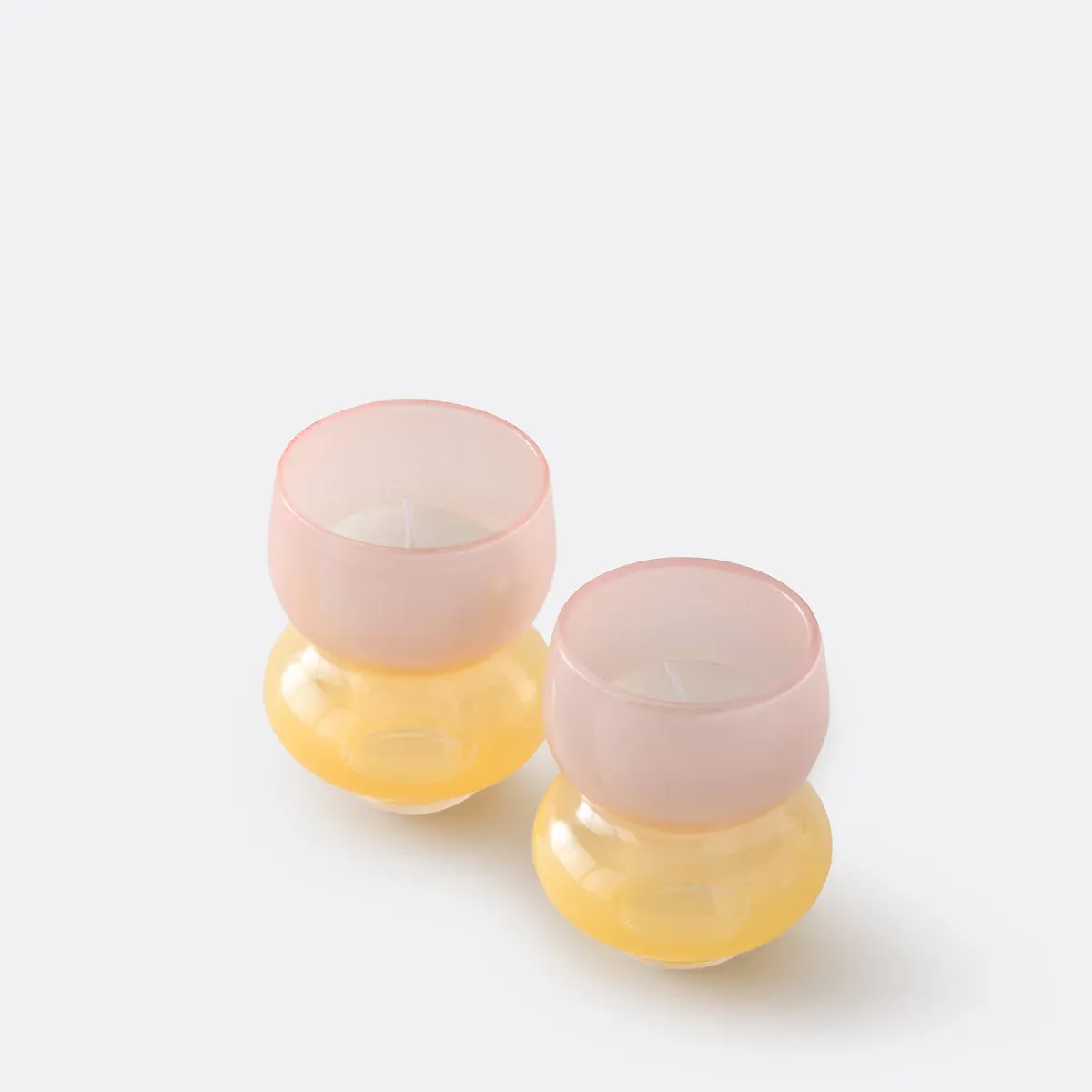 Solya Set of 2 Two-Tone Glass Candleholders - Multi-Coloured alternate view