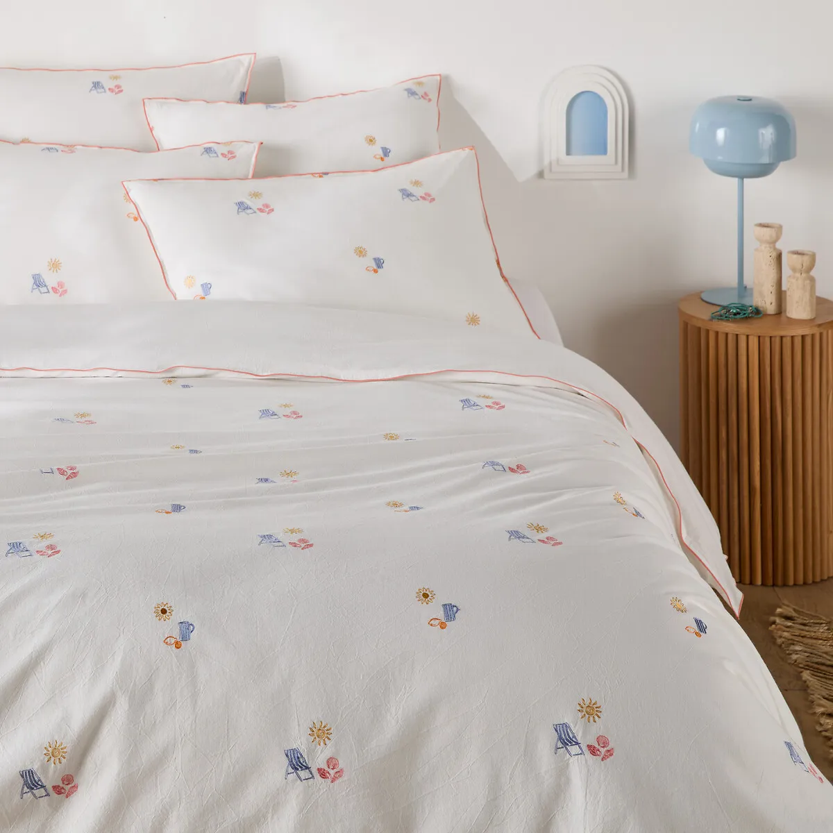 Somero Embroidered Duvet Cover - White, Cotton alternate view