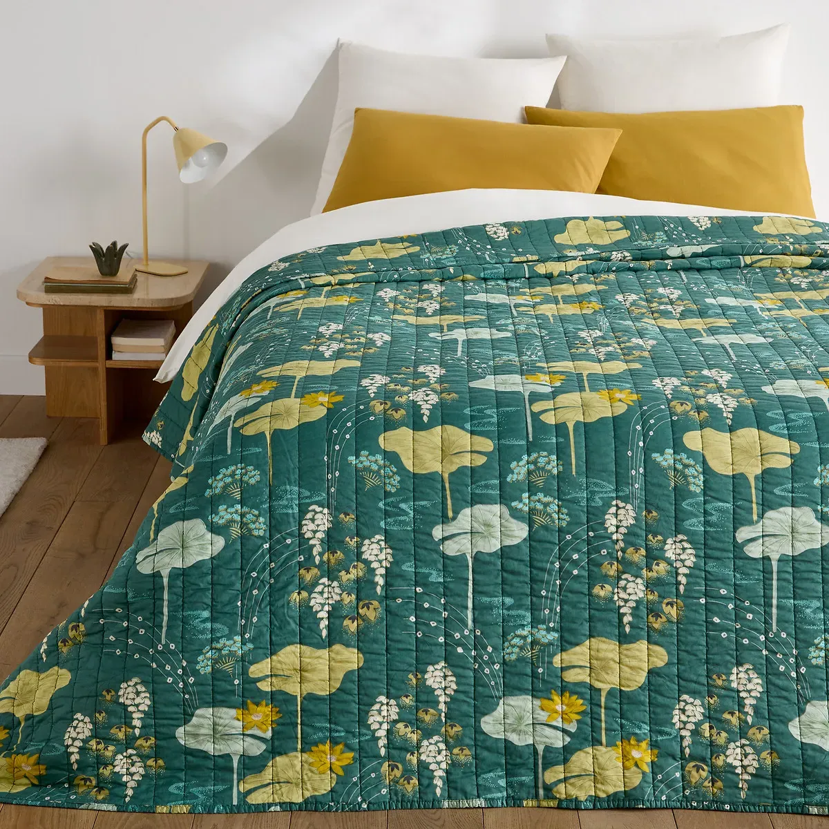 Song Quilted Kantha Bedspread - Green, Cotton Voile product