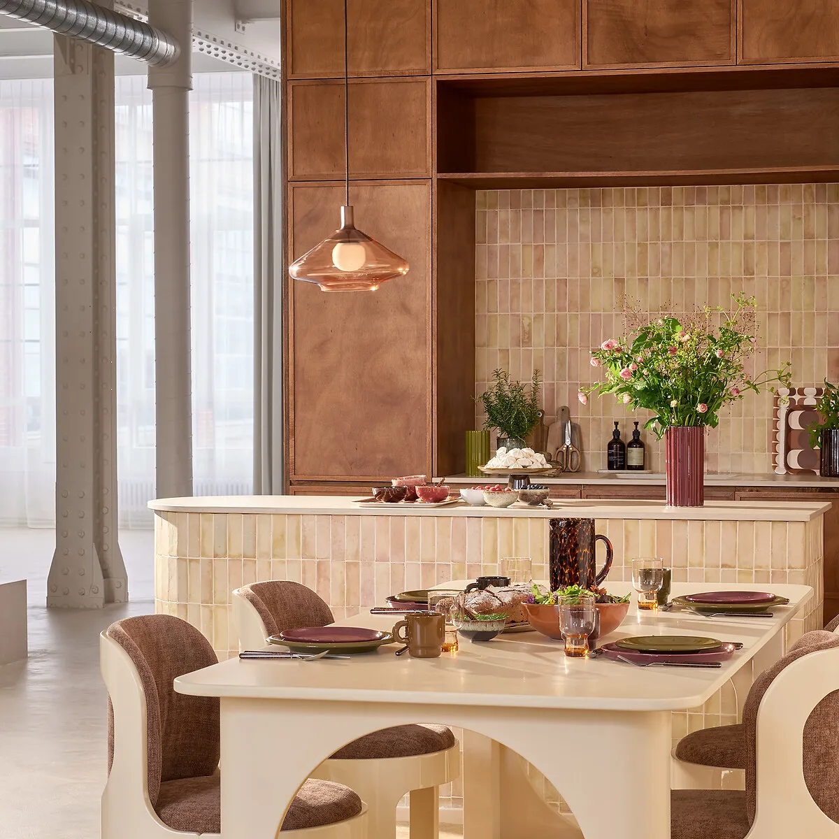 Sorelle Round Pendant Light - Amber, Glass alternate view