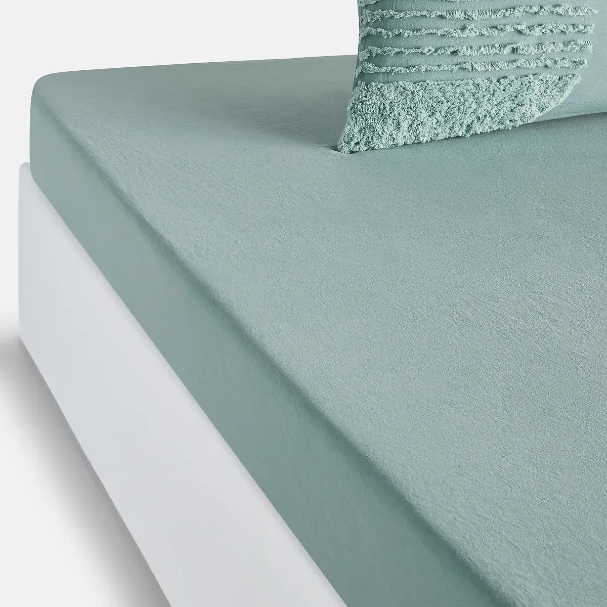 Soren Fitted Sheet Deep 30cm - Grey-Green, Cotton product