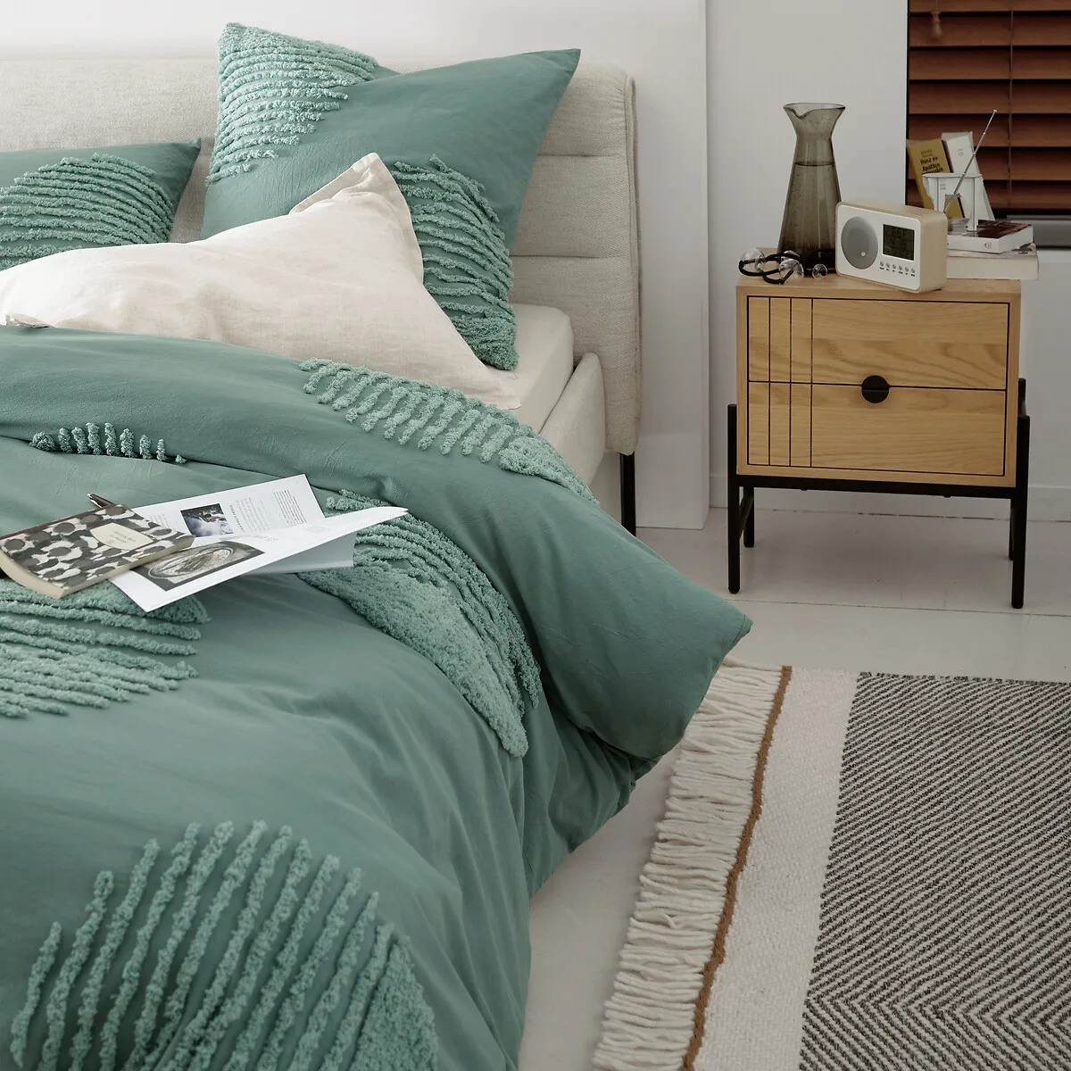 Soren Tufted Duvet Cover - Grey-Green, Cotton alternate view