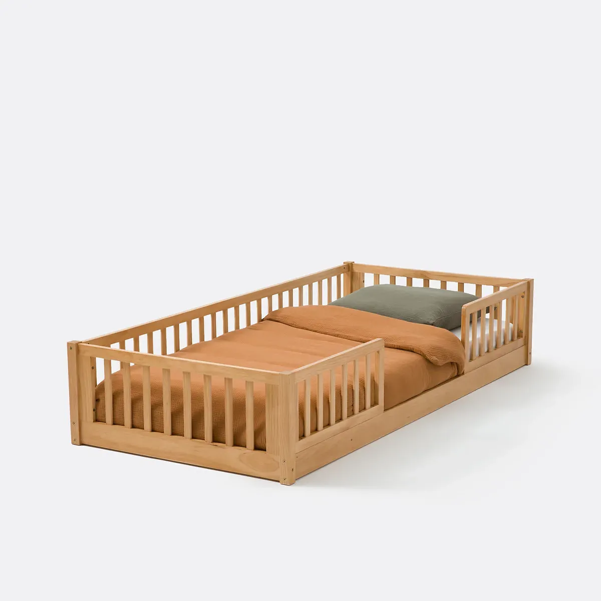 Spidou Floor Bed with Rails - Natural, Solid Pine product