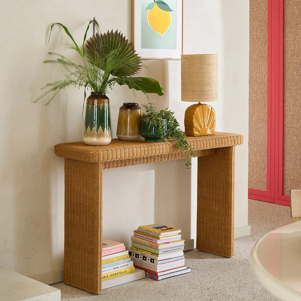 Sunia Table Lamp - Ochre, Ceramic & Raffia alternate view