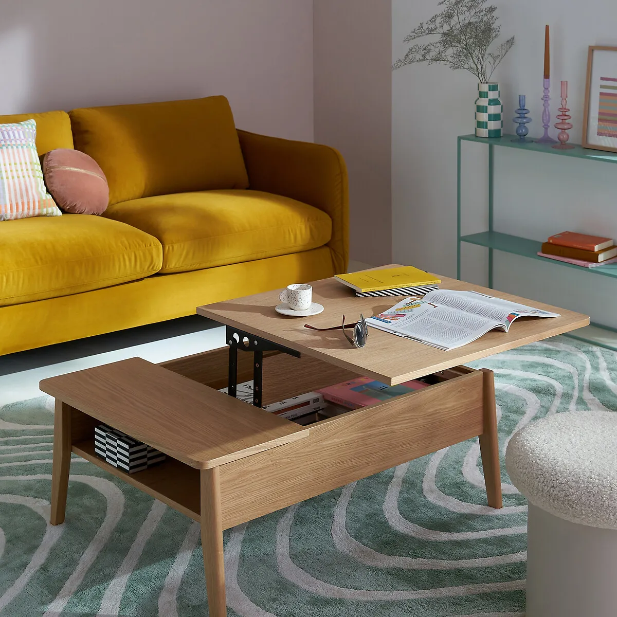Suzon Lift-Top Coffee Table with Storage - Natural, Oak alternate view