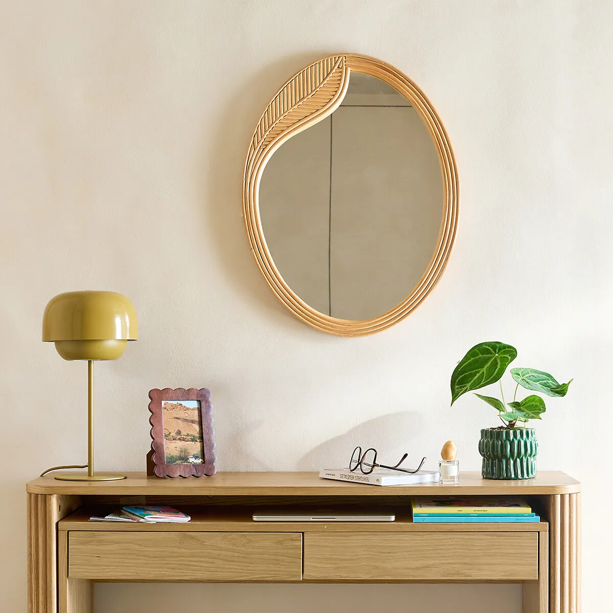 Sylea Oval Rattan Wall Mirror - Natural alternate view