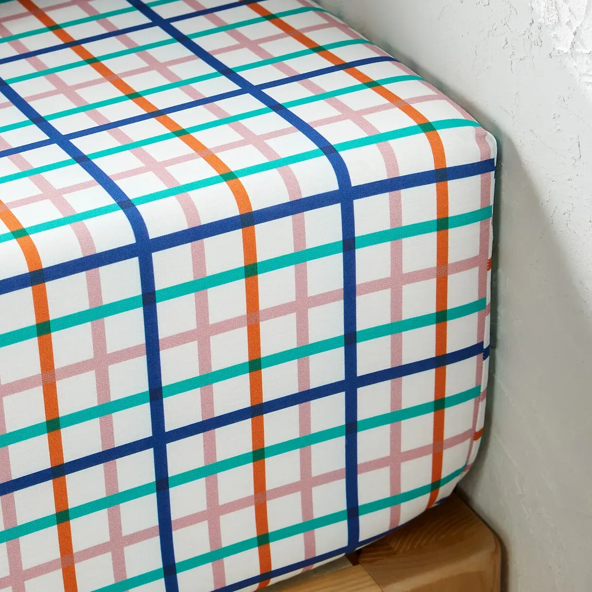 Tabaka Check Cotton Fitted Sheet 30cm Depth - Printed alternate view