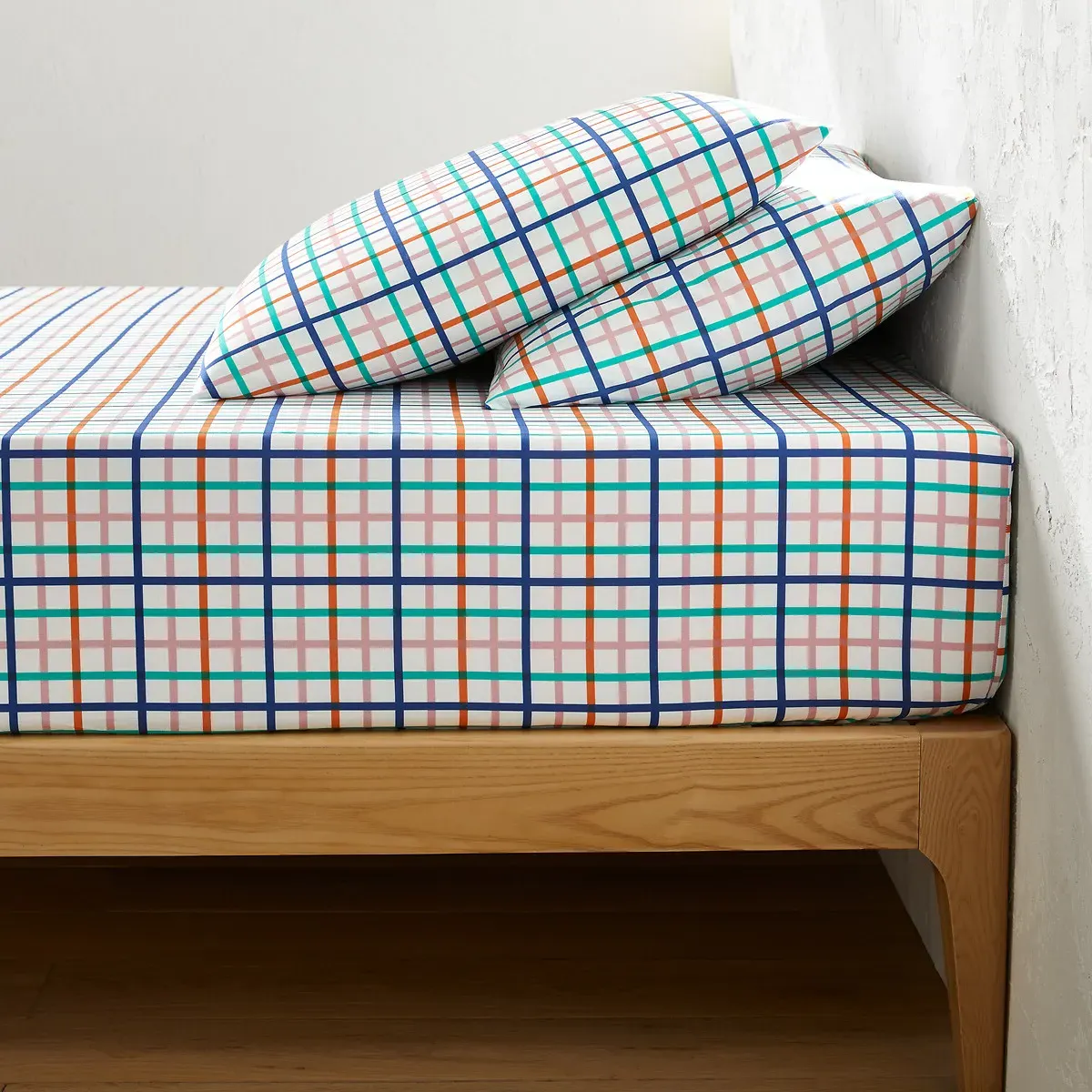 Tabaka Check Cotton Fitted Sheet 30cm Depth - Printed product