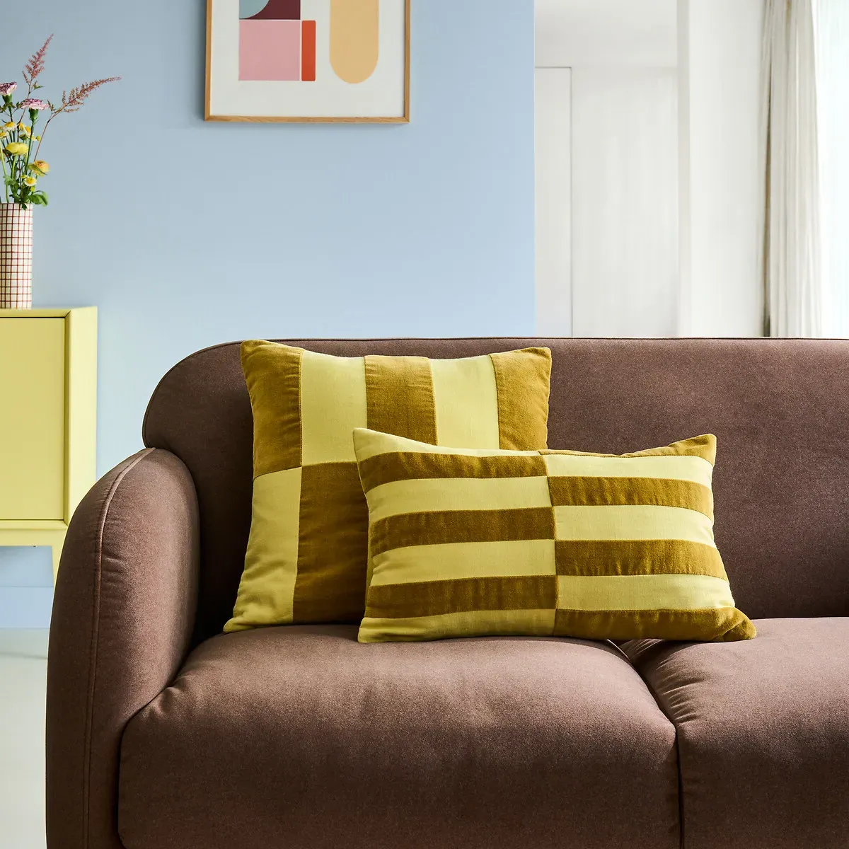 Tabaka Cushion Cover - Yellow, Cotton Velour alternate view