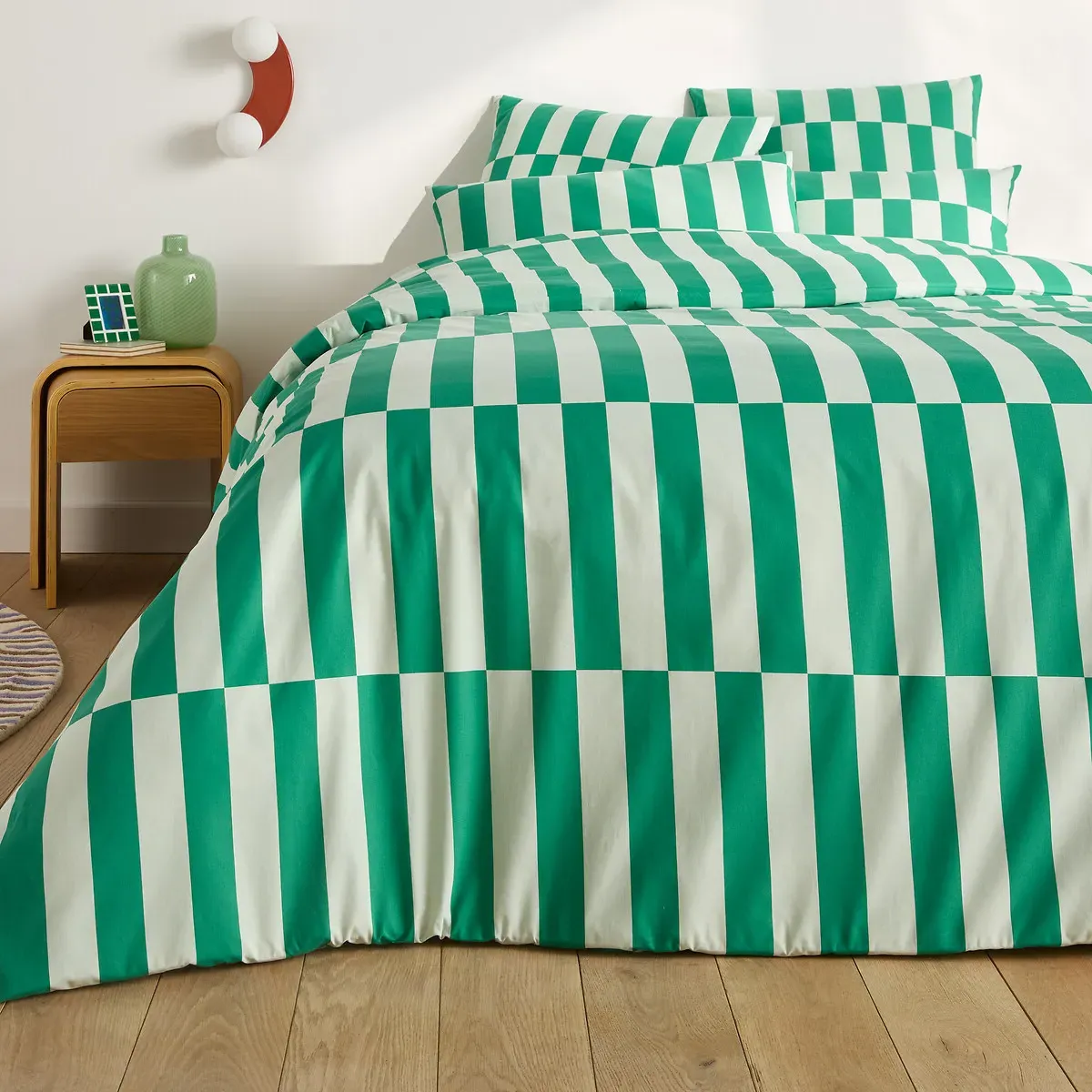 Tabaka Double Duvet Cover - Green, Recycled Cotton alternate view