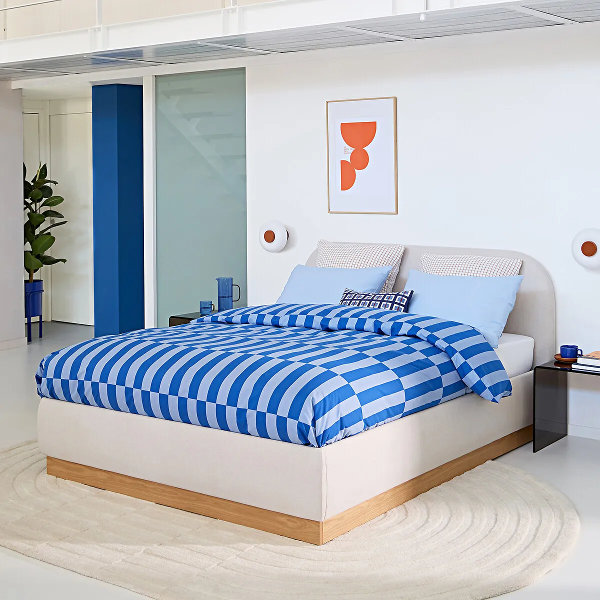 Tabaka King Size Duvet Cover - Blue, Recycled Cotton alternate view