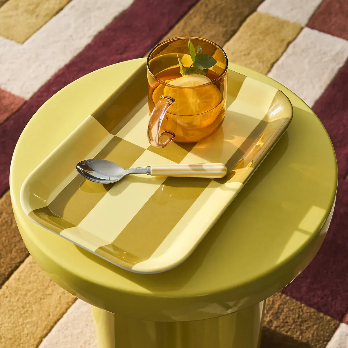 Tabaka Small Graphic Print Two-Tone Tray - Yellow, Melamine alternate view