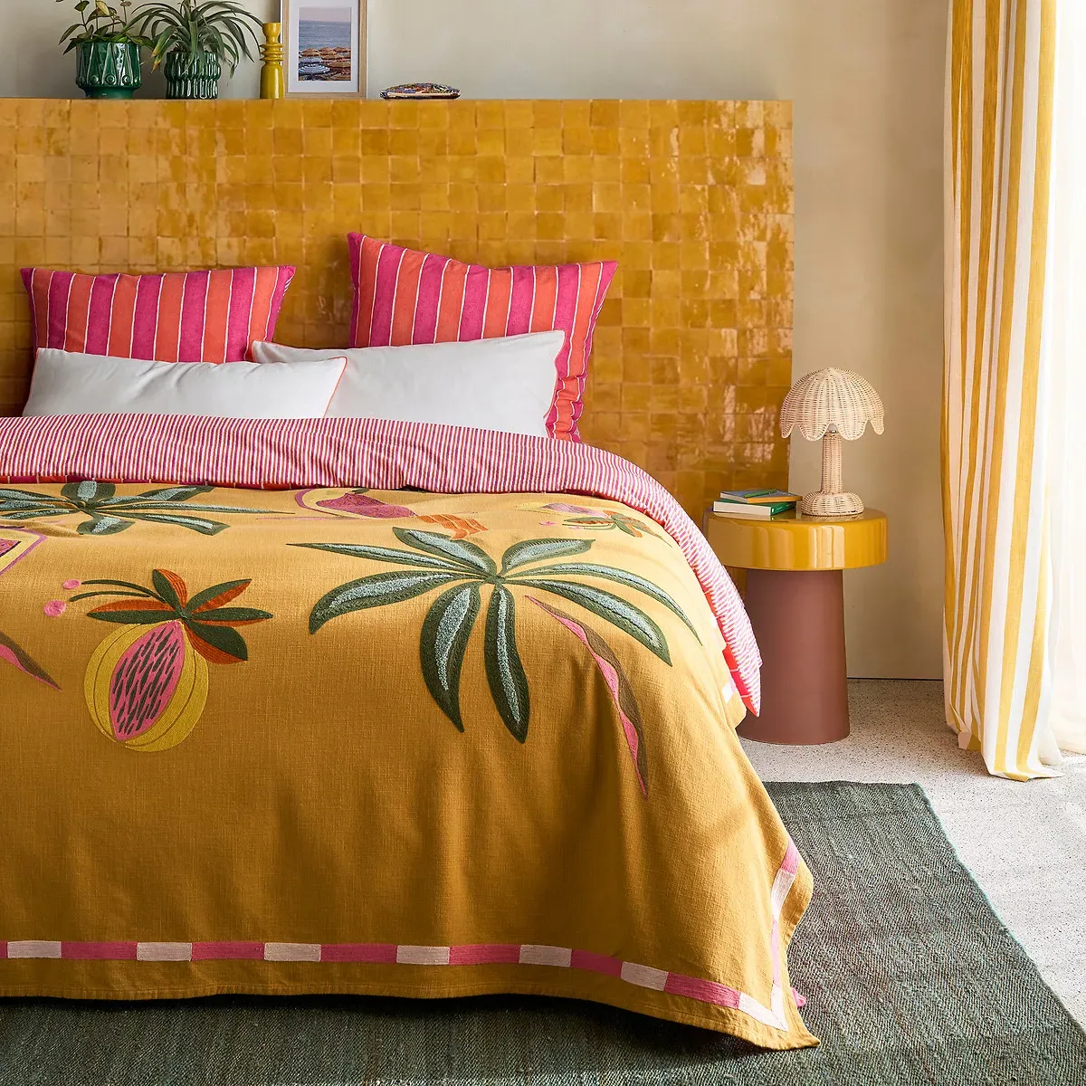 Tabata Palm Tree Rattan Table Lamp - Natural alternate view