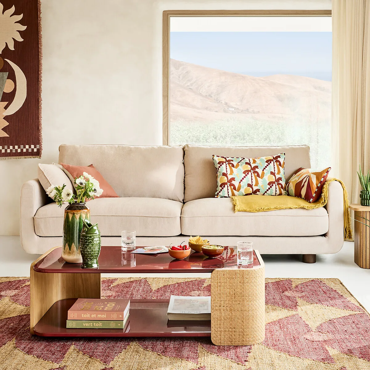 Talma Two-Tier Coffee Table - Burgundy, Lacquered MDF alternate view