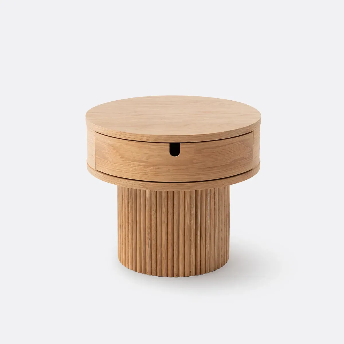 Tamita 1-Drawer Fluted Base Bedside Table - Natural Oak alternate view