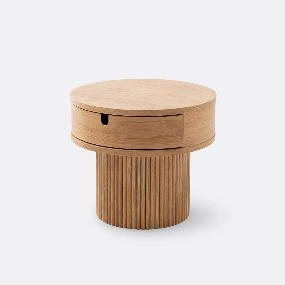 Tamita 1-Drawer Fluted Base Bedside Table - Natural Oak product
