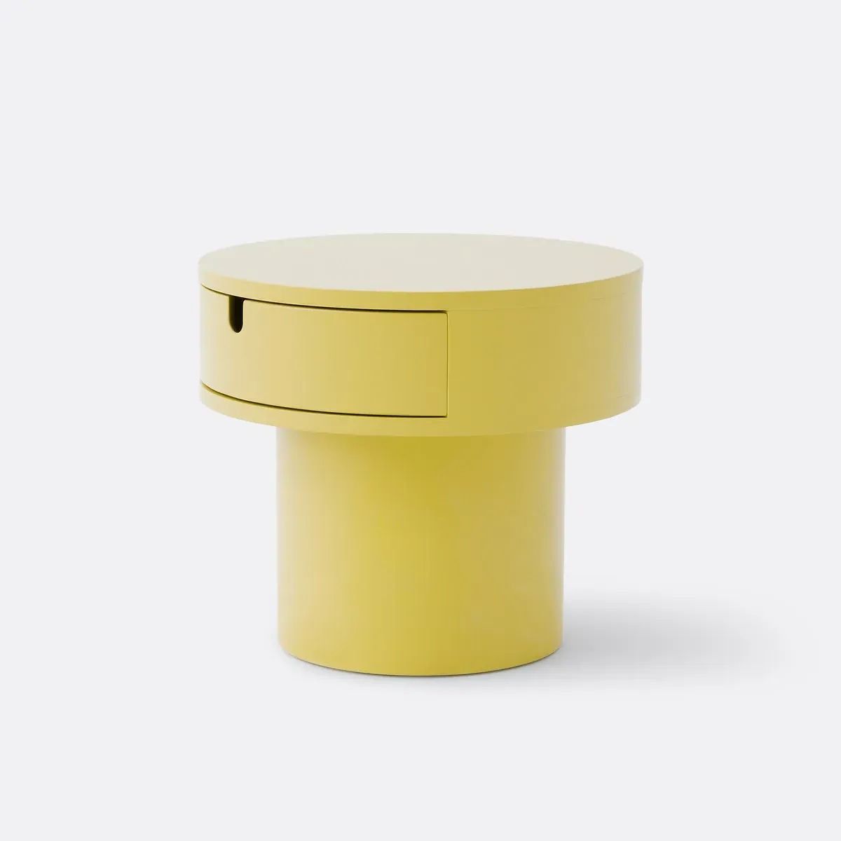 Tamita Round Bedside Table with 1 Drawer - Yellow, MDF product