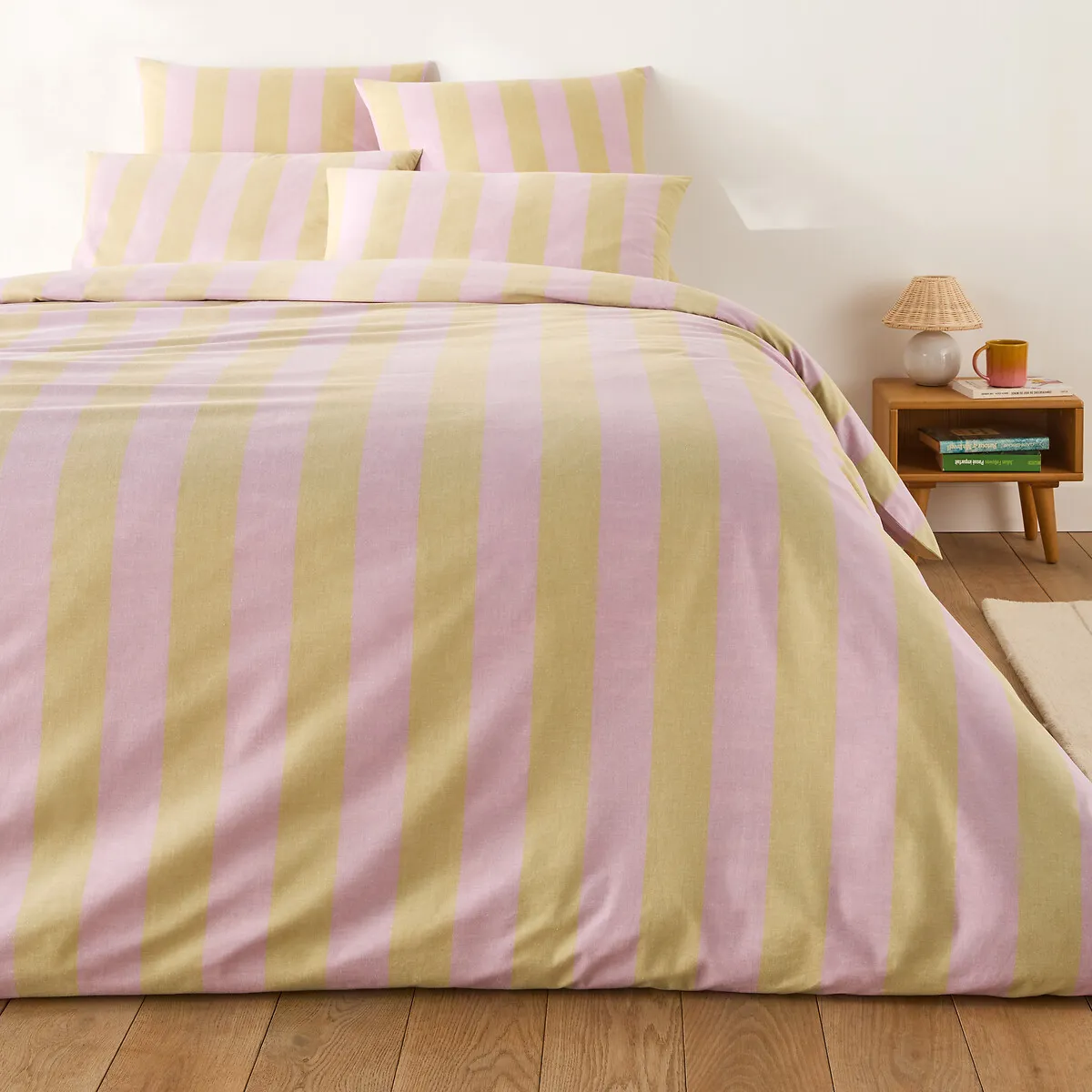 Tamori Duvet Cover - Amber/Mauve Stripe, Cotton alternate view