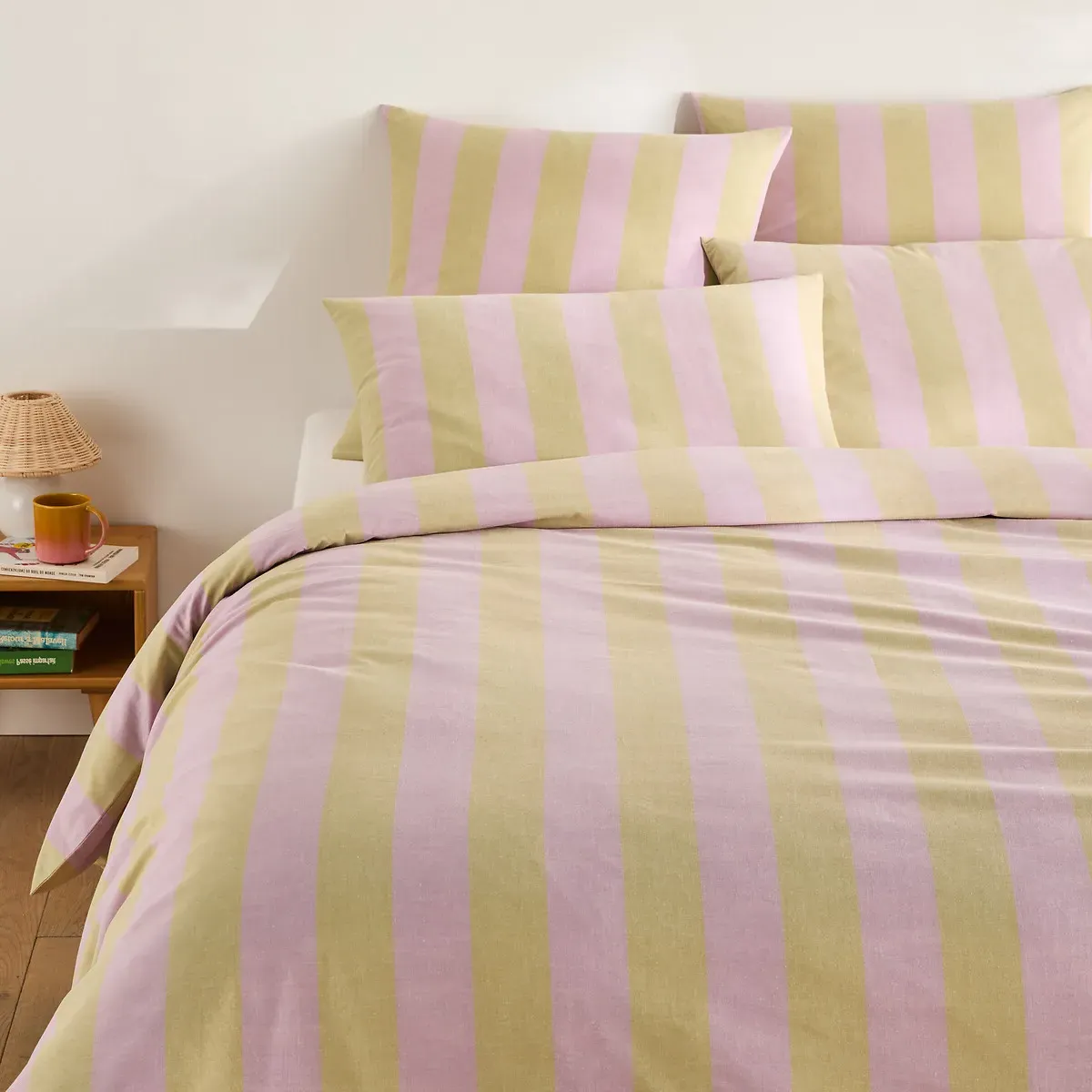 Tamori Duvet Cover - Amber/Mauve Stripe, Cotton product