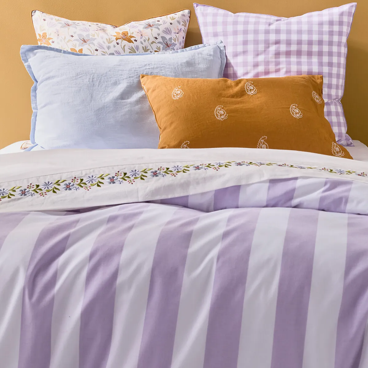 Tamori Striped Duvet Cover - Violet, Cotton alternate view