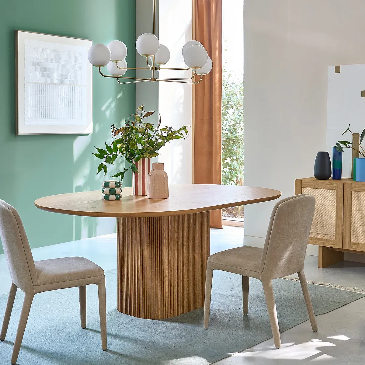 Tamula 6-8 Seater Oval Dining Table - Oak, MDF Veneer alternate view