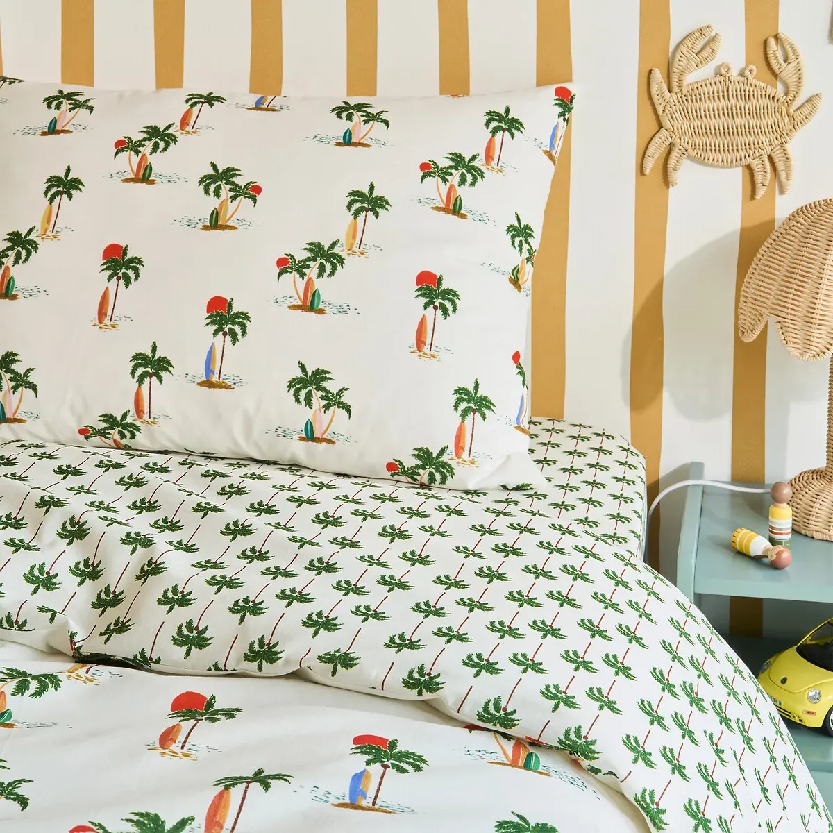 Tapahi Palm Tree Print Fitted Sheet - Recycled Cotton alternate view