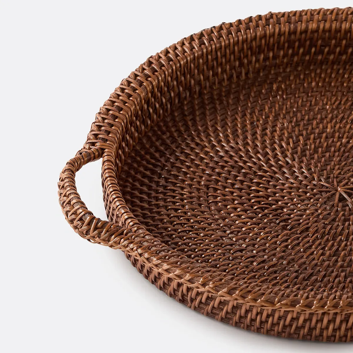 Taran Round Tray with Handles - Natural, Rattan alternate view