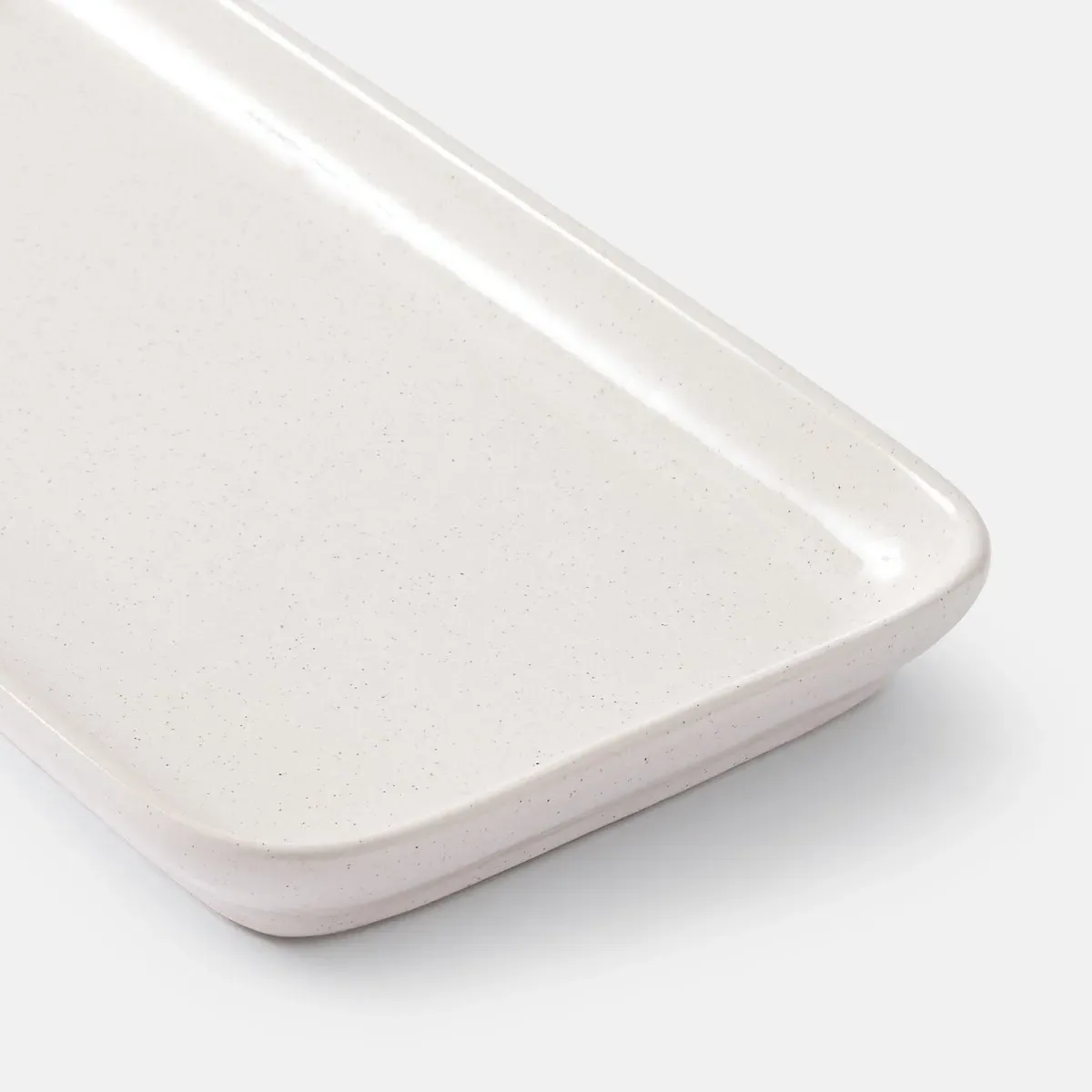Tecka Rectangular Speckled Stoneware Serving Dish - Ecru alternate view