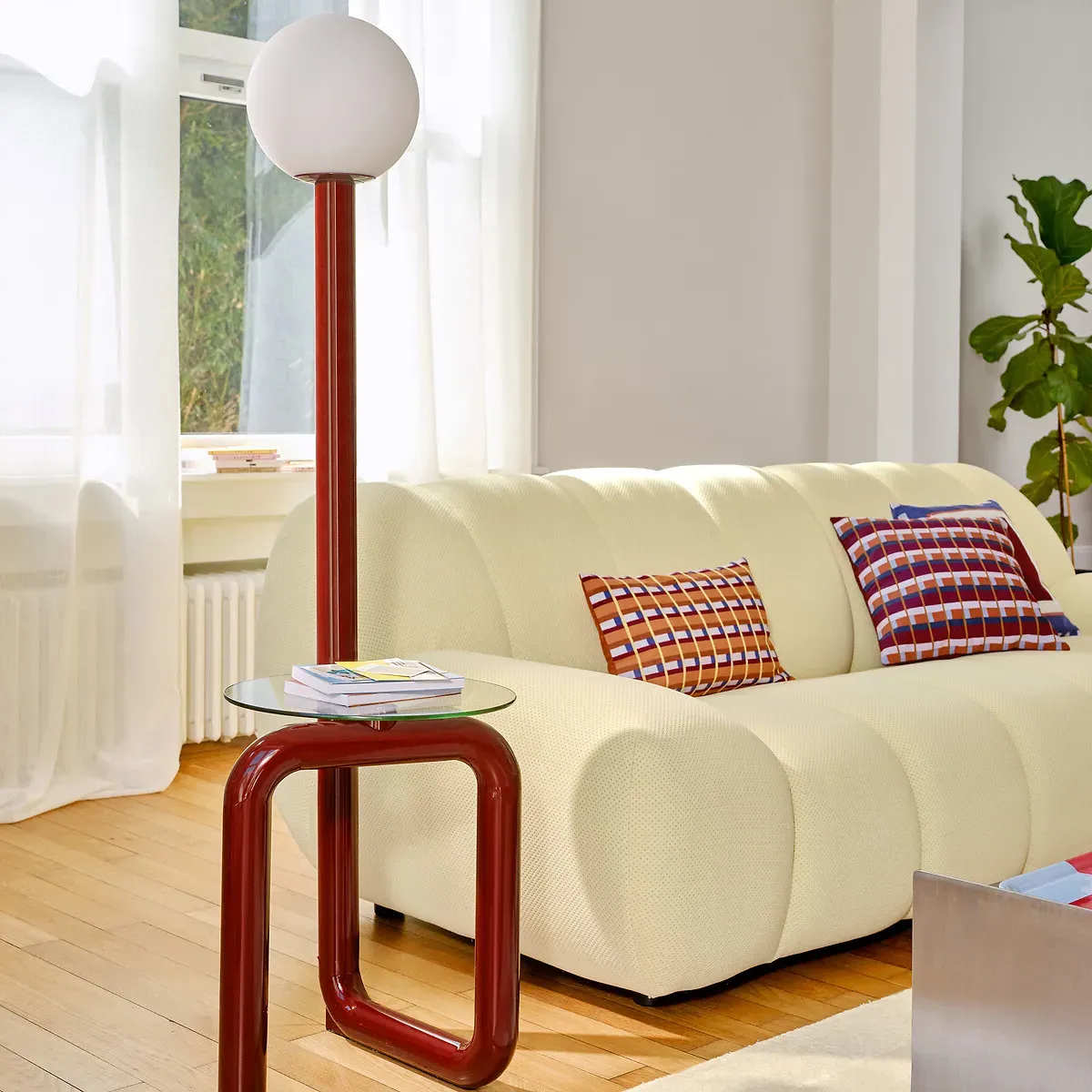 Tedy Floor Lamp with Shelf - Burgundy, Iron alternate view