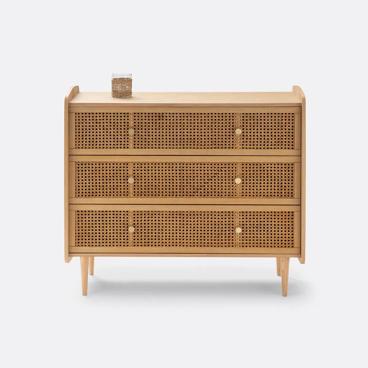 Tempa 3-Drawer Chest - Oak, Rattan Cane alternate view