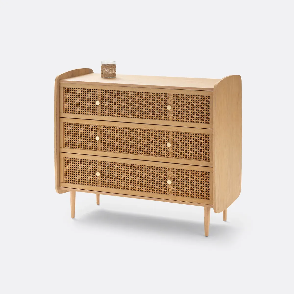 Tempa 3-Drawer Chest - Oak, Rattan Cane product