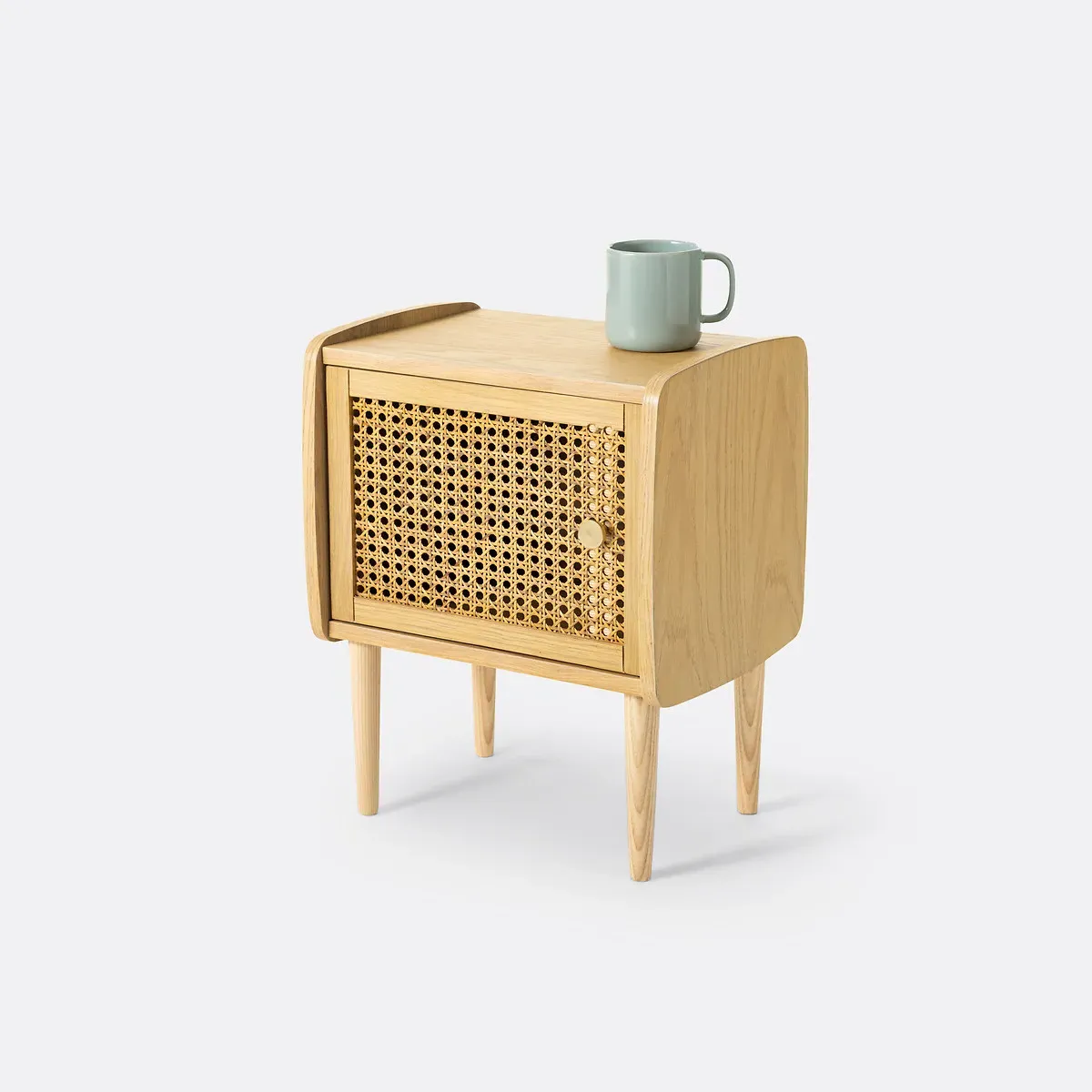 Tempa Bedside Table with Rattan Door - Oak product