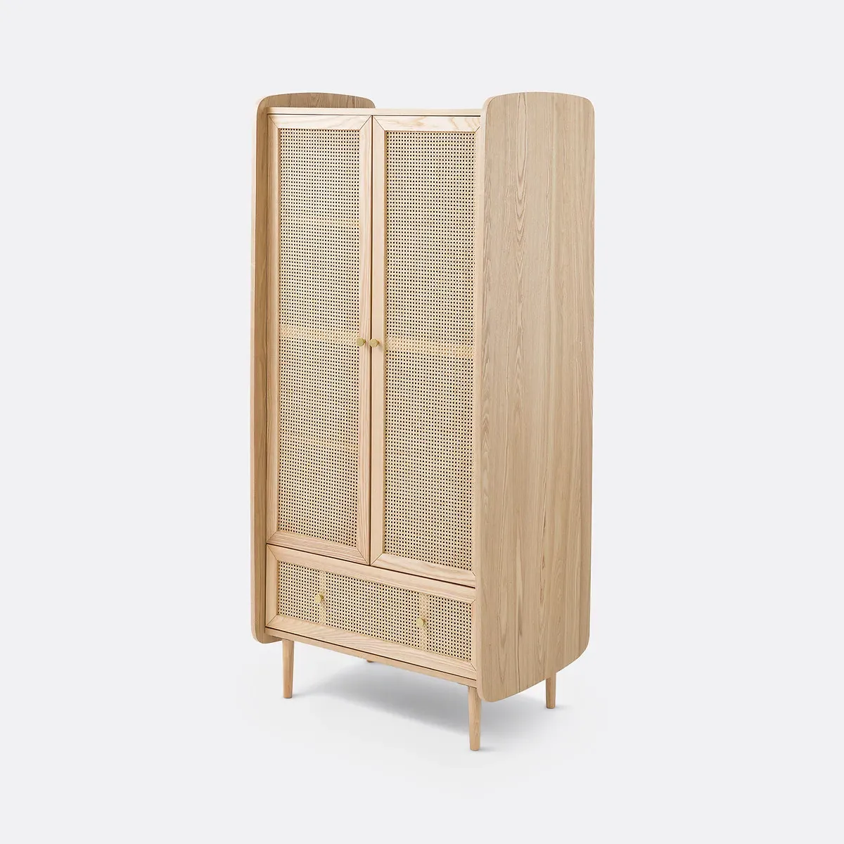 Tempa Rattan Cane Wardrobe with Drawer - Oak product