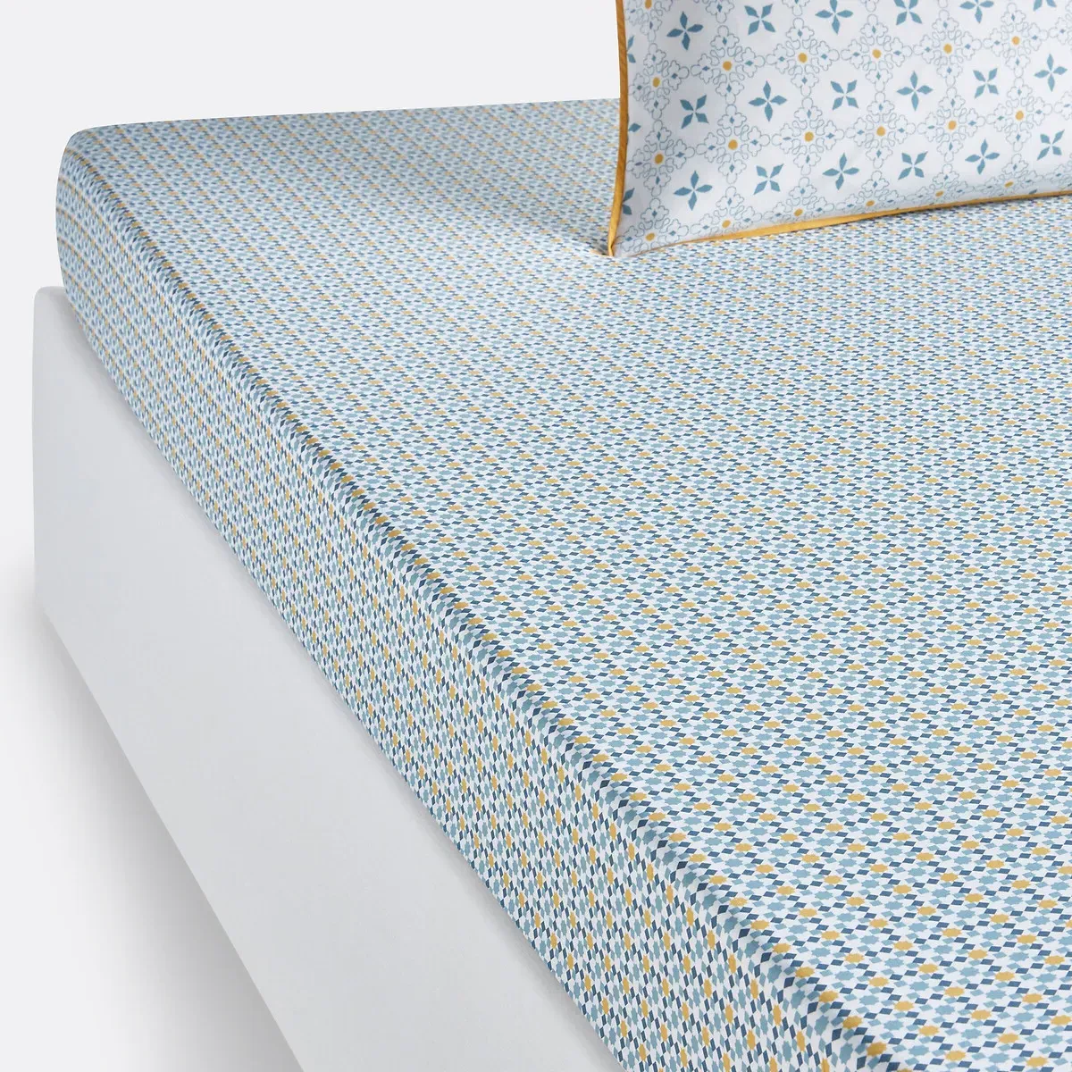 Teyben Fitted Sheet - Blue Print, Cotton product