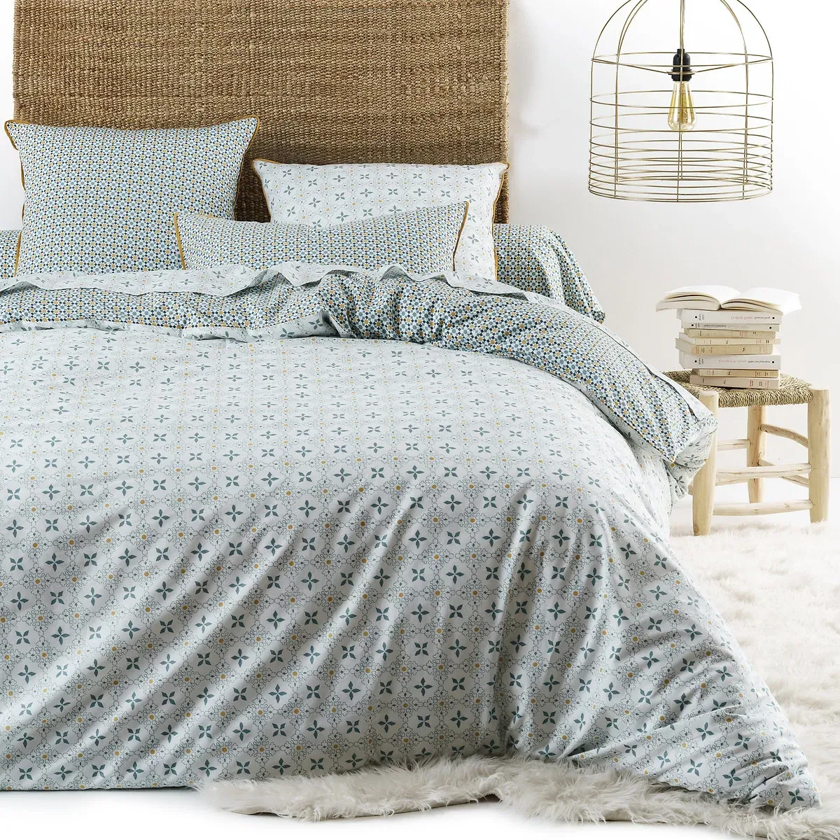 Teyben Tiled Geometric Duvet Cover - Blue Print, Cotton product
