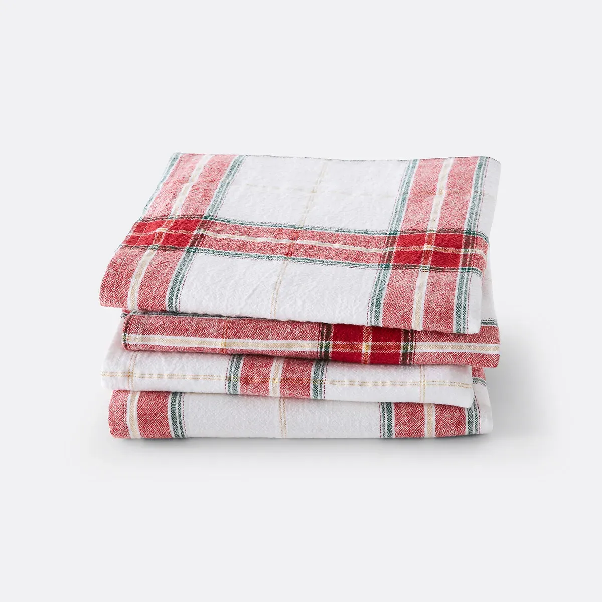 Thanksgiving Linen Cotton Blend Table Napkins Set of 4 - White, Red product