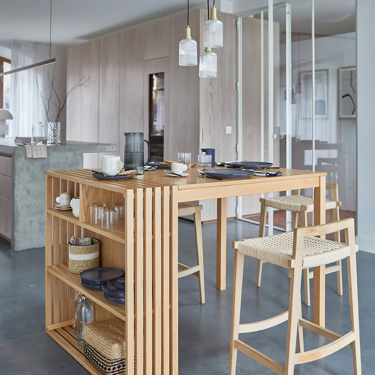 Theonie Kitchen Island with Storage - Natural, Solid Ash alternate view