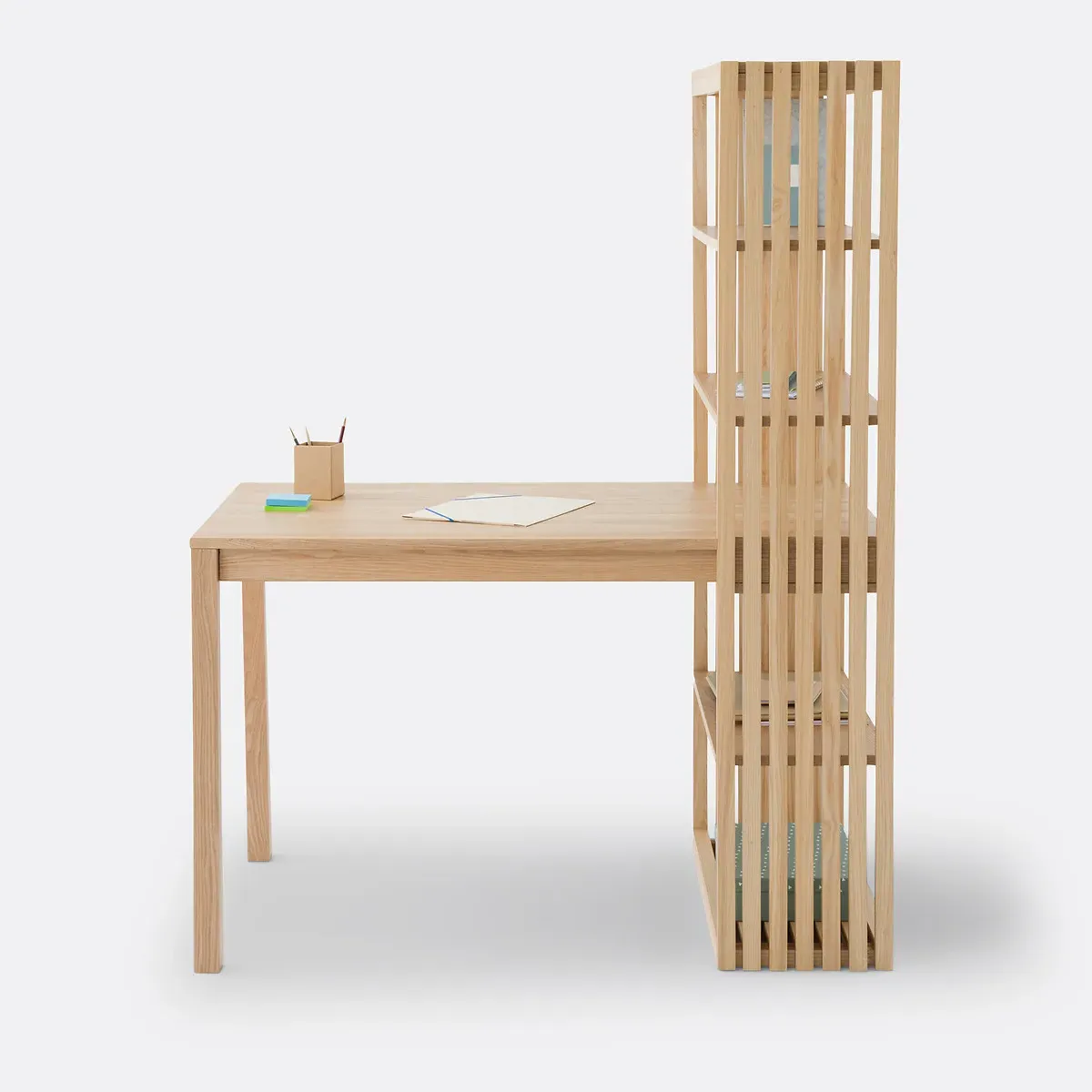 Theonie Reversible Bookcase Desk - Natural, Ash Veneer alternate view