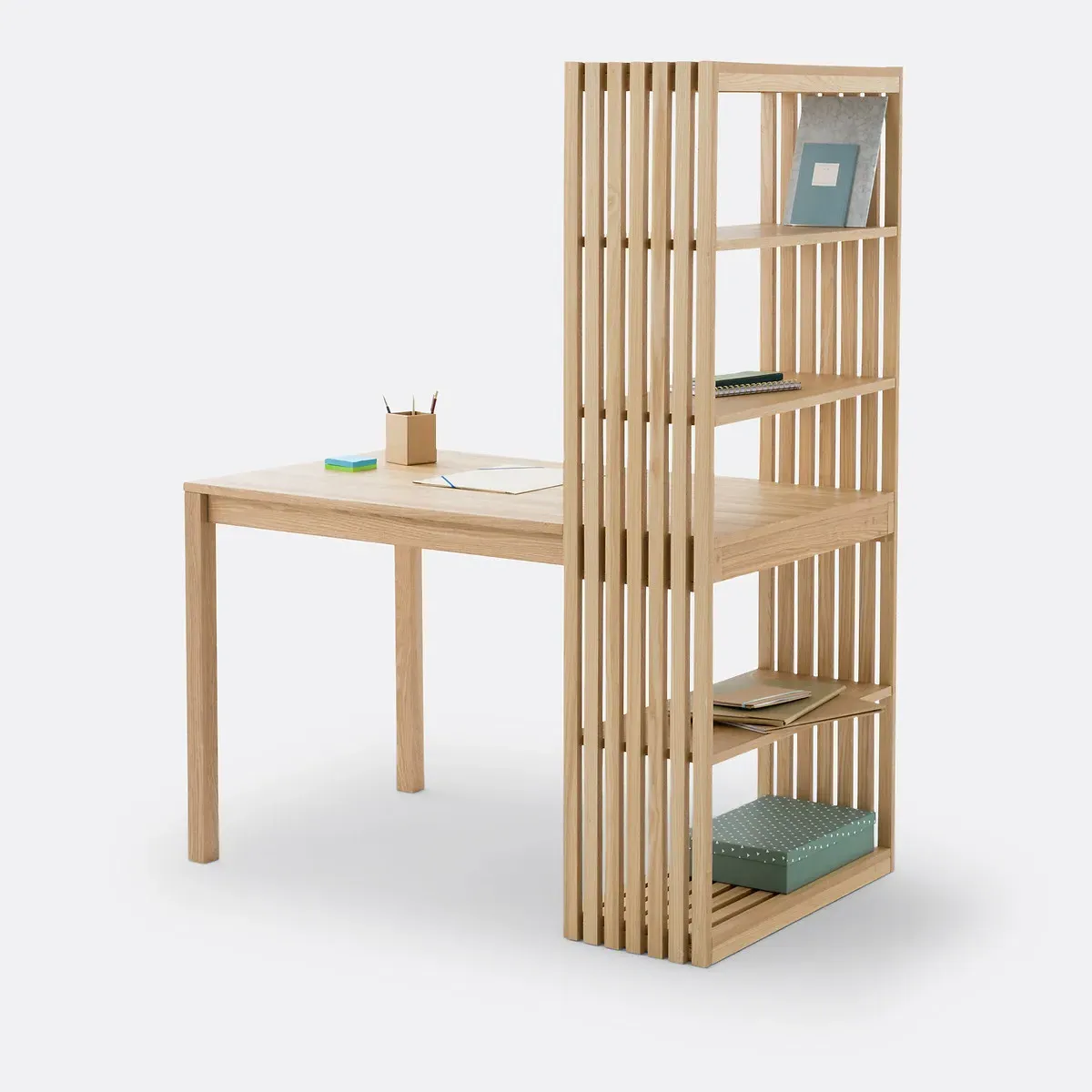 Theonie Reversible Bookcase Desk - Natural, Ash Veneer product