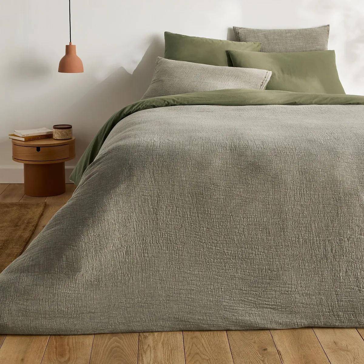 Thesari Two-Sided Pillowcase - Khaki, Linen Cotton alternate view