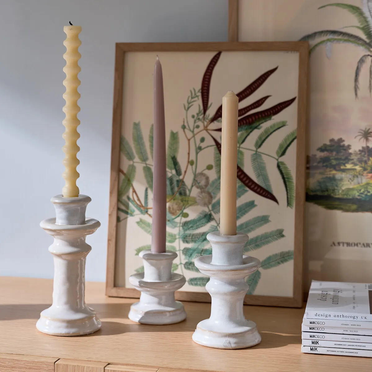 Thodri H10.3cm Candle Holder - White, Ceramic alternate view