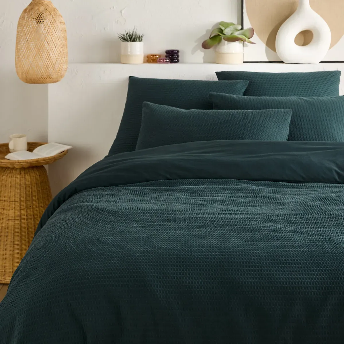Tifly Honeycomb Duvet Cover - Petrol Blue, Washed Cotton product