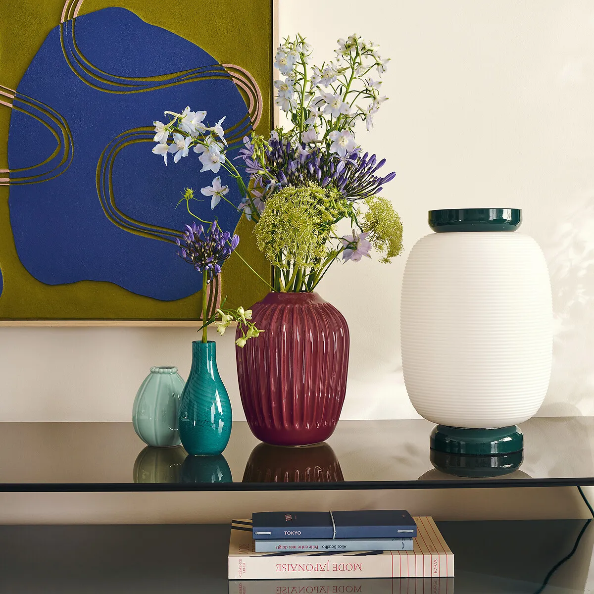 Tilan Grooved Globe Table Lamp - Green, Opaline Glass alternate view