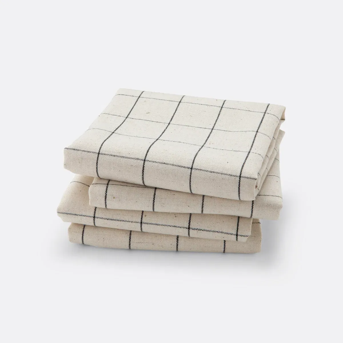 Tissala Cotton Linen Table Napkins Set of 4 - Natural, Black product