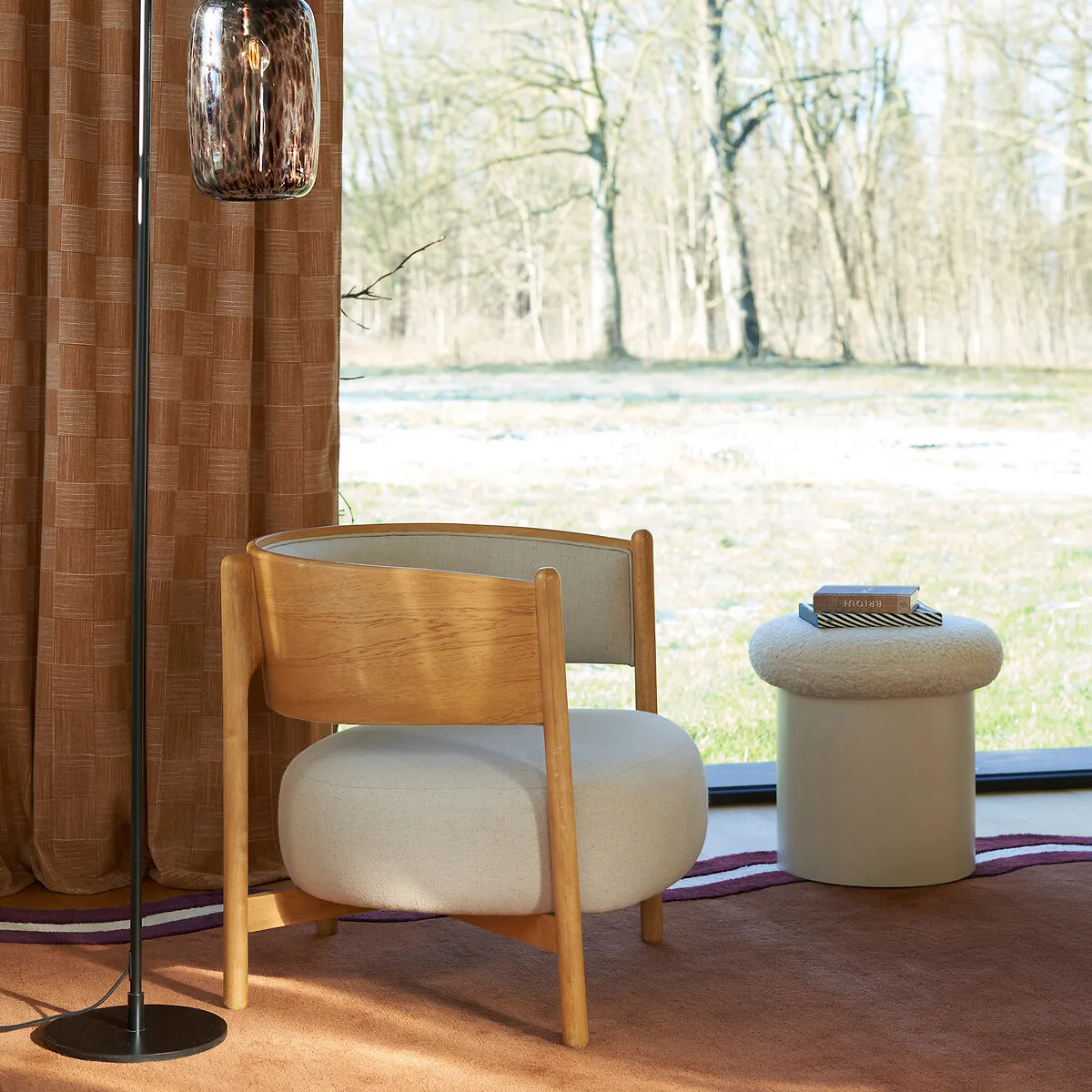 Toleco Metal & Amber Glass Floor Lamp - Brown alternate view