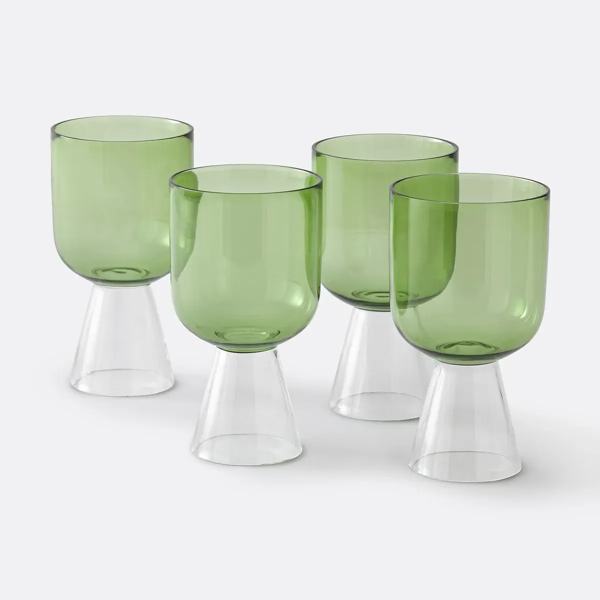 Tolla Set of 4 Stemmed Glasses - Green, Borosilicate Glass product