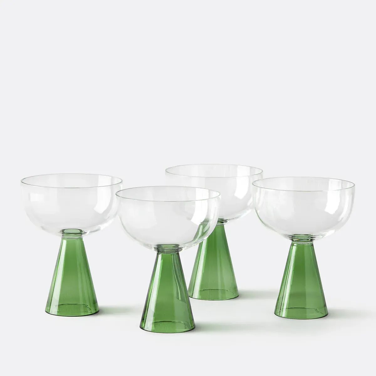 Tolla Set of 4 Stemmed Goblets - Green, Borosilicate Glass product
